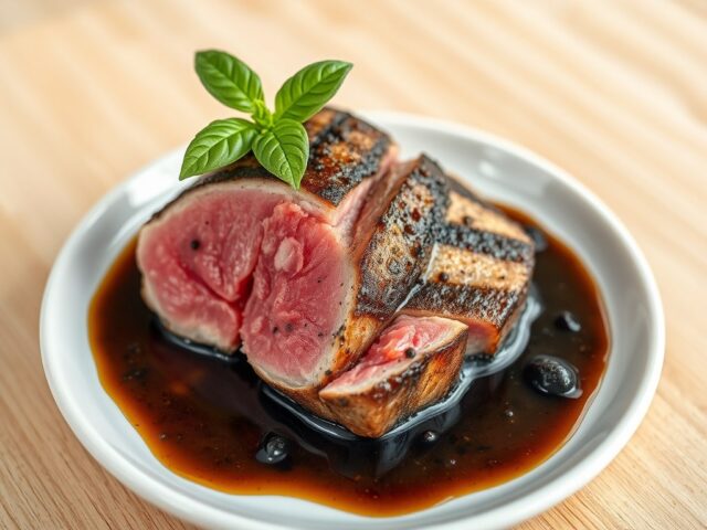 Tonijn met balsamico-olijvendressing