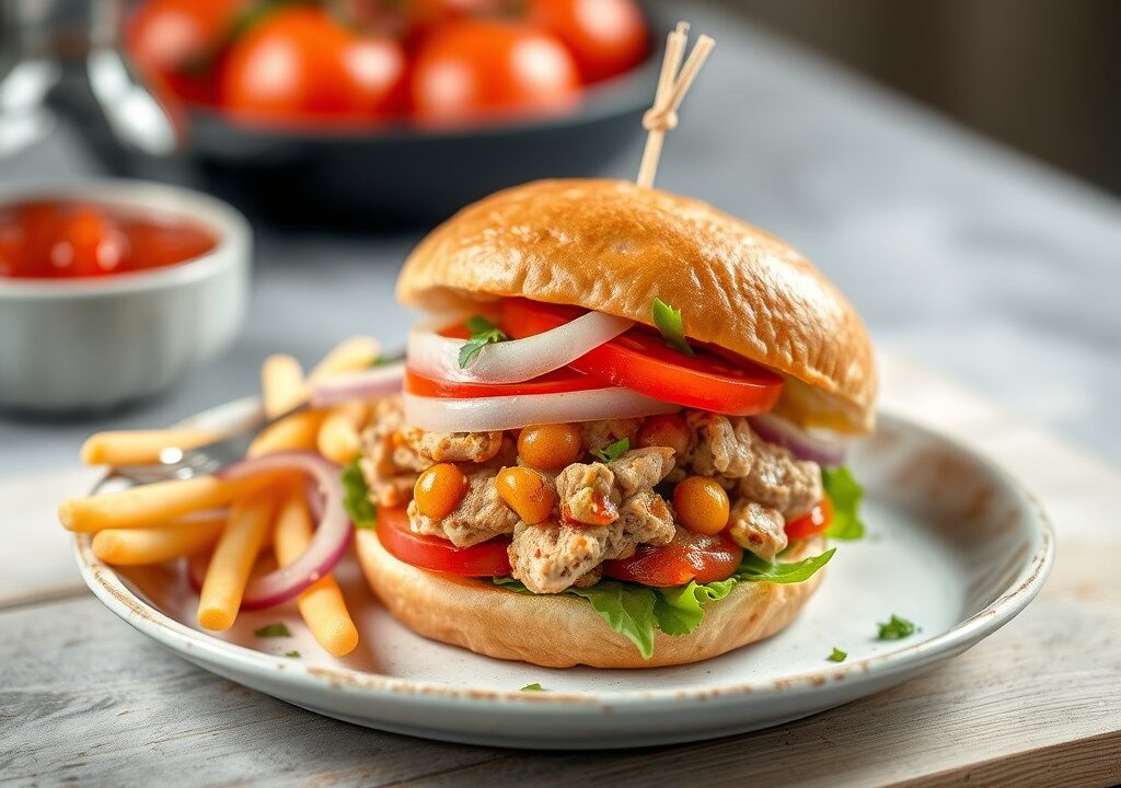 Tonijnburgers (Balchi di tuna) — AI-gegenereerde illustratie