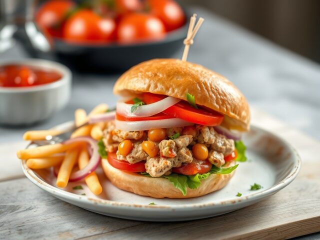 Tonijnburgers (Balchi di tuna) — AI-gegenereerde illustratie