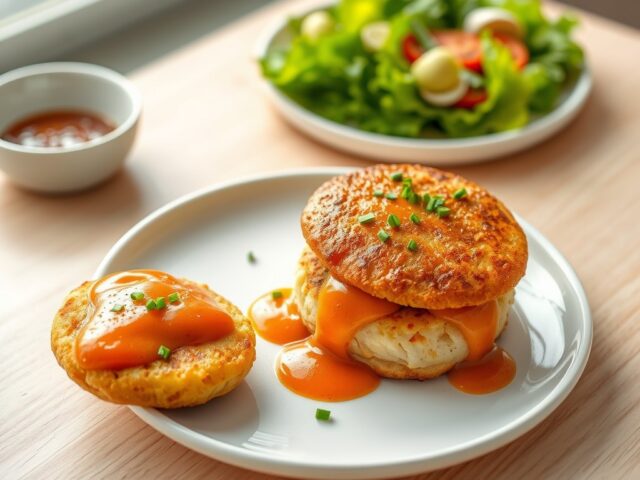 Tonijnburgers met sinaasappel-tomatensaus