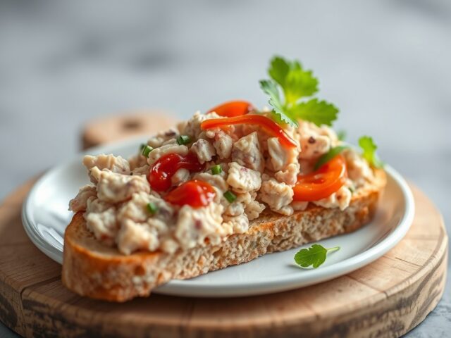 Tonijnsalade voor op toastjes of brood — AI-gegenereerde illustratie