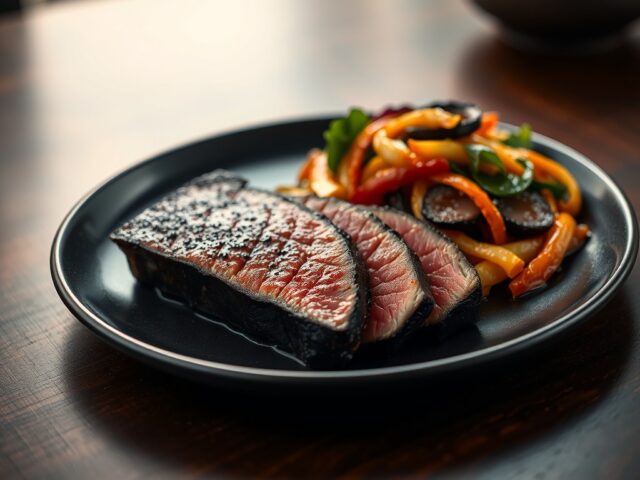Tonijsteak met gewokte groenten