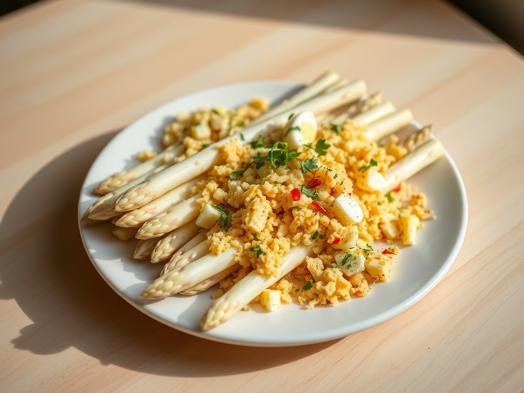 Topping voor asperges, bloemkool, broccoli, AI-gegenereerde illustratie