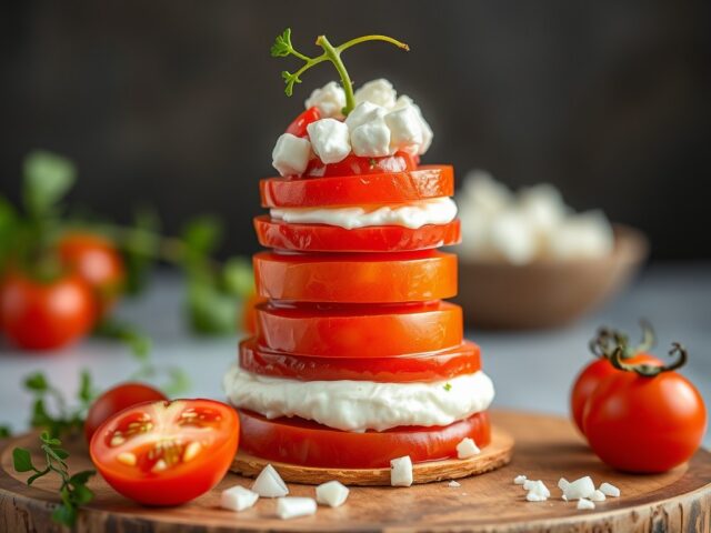 Torentje van tomaten en geitenkaas