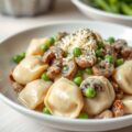 Tortelini met kaas en champignons