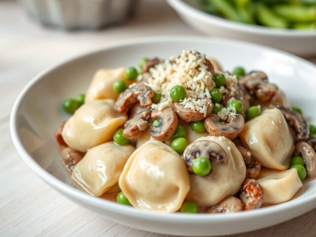 Tortelini met kaas en champignons