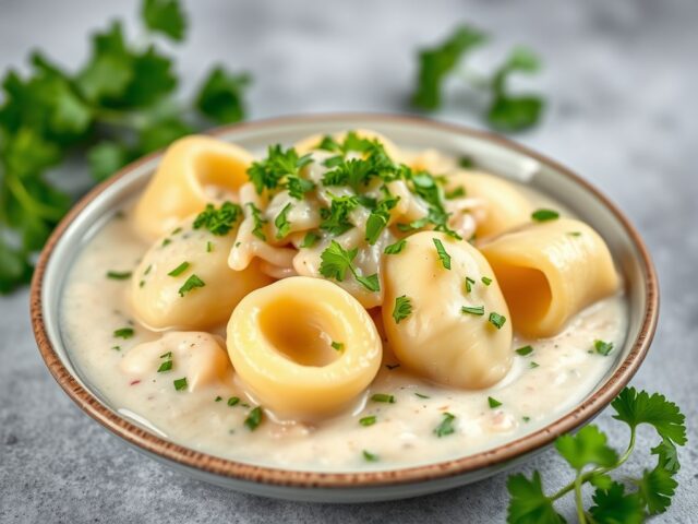Tortellini met roomsaus — AI-gegenereerde illustratie