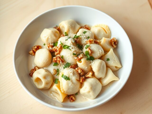 Tortellini met supersnelle walnoot – mascarpone saus