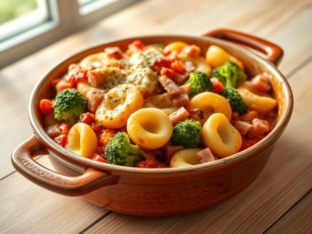 Tortellinischotel met broccoli
