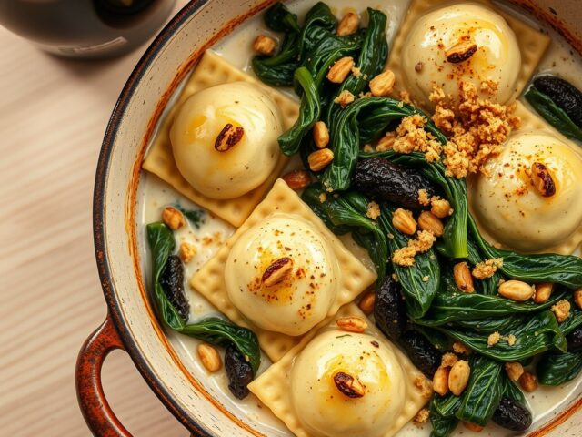 Tortelloni met spinazie uit de oven