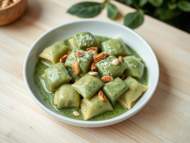 Tortelloni met spinaziesaus