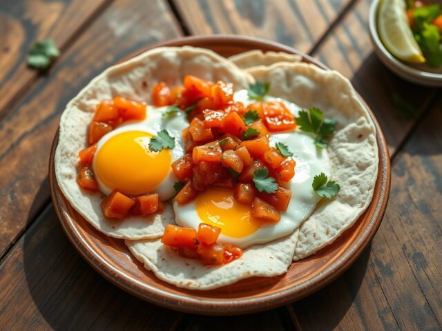 Tortilla’s met tomaat-jalapenosalsa en eieren