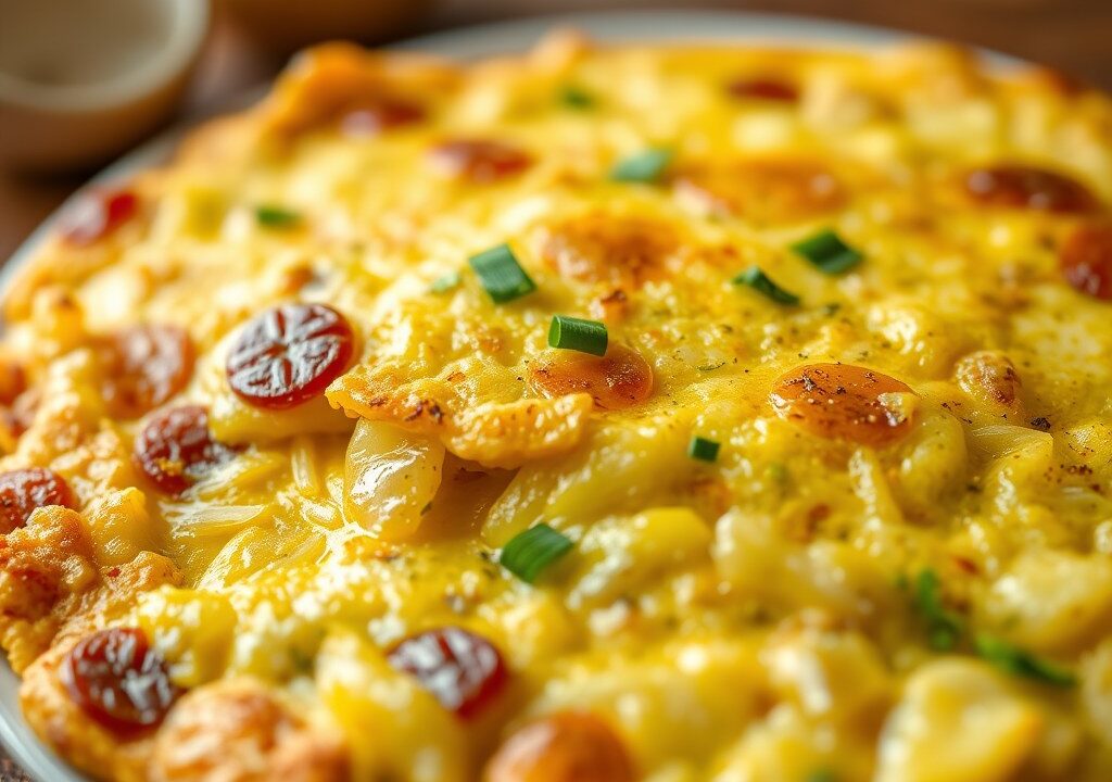 Tortilla Espana (aardappelomelet), AI-gegenereerde illustratie