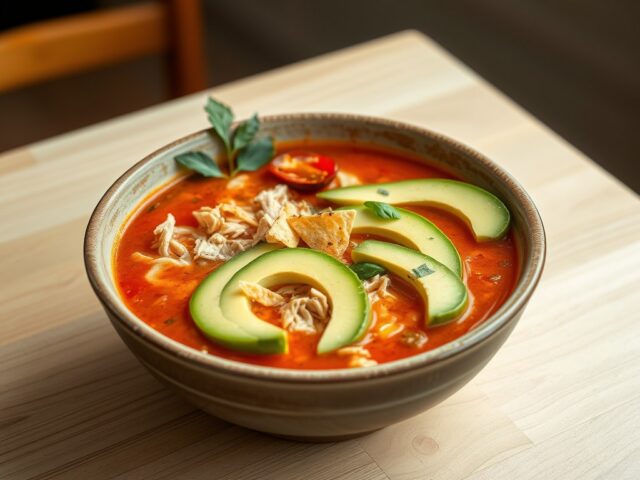 Tortilla maaltijdsoep met avocado