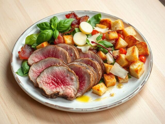 Toscaansesalade met lamsfilet en pecorino-kaas