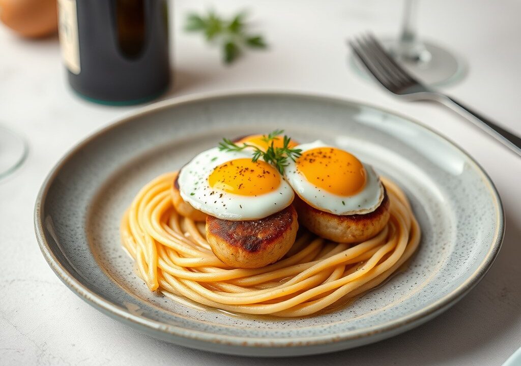 Tournedos met Bourgondische asperges, AI-gegenereerde illustratie