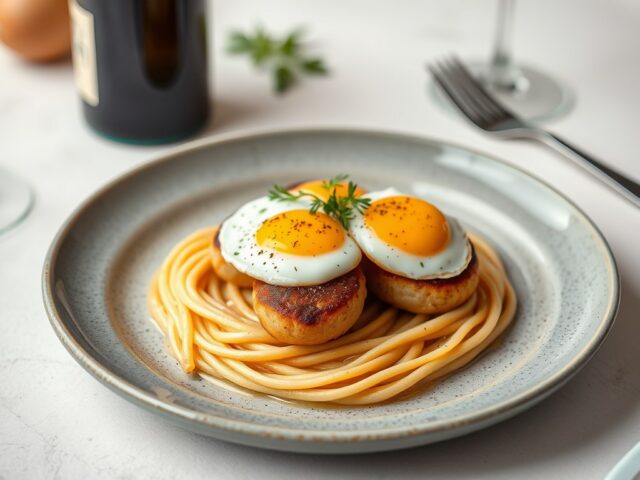 Tournedos met Bourgondische asperges — AI-gegenereerde illustratie