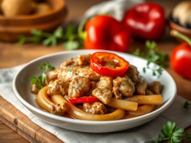 Tournedos stroganoff met snijbonen
