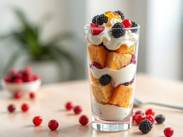 Trifle met bessen en witte chocolademousse