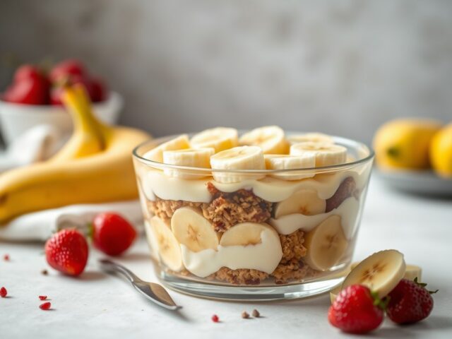 Trifle met kwark en banaan