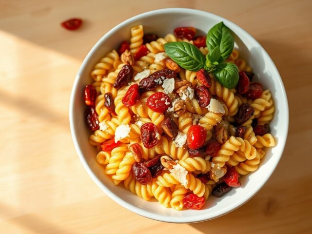 Trofie met zongedroogde tomaten en basilicum