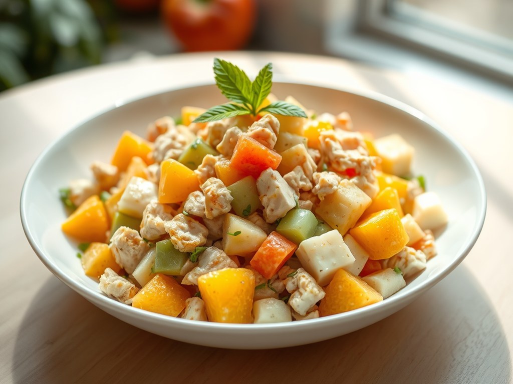 Tropische salade, AI-gegenereerde illustratie