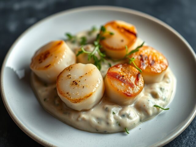 Truffelcrème met Sint-Jakobsschelpen en kletskop v