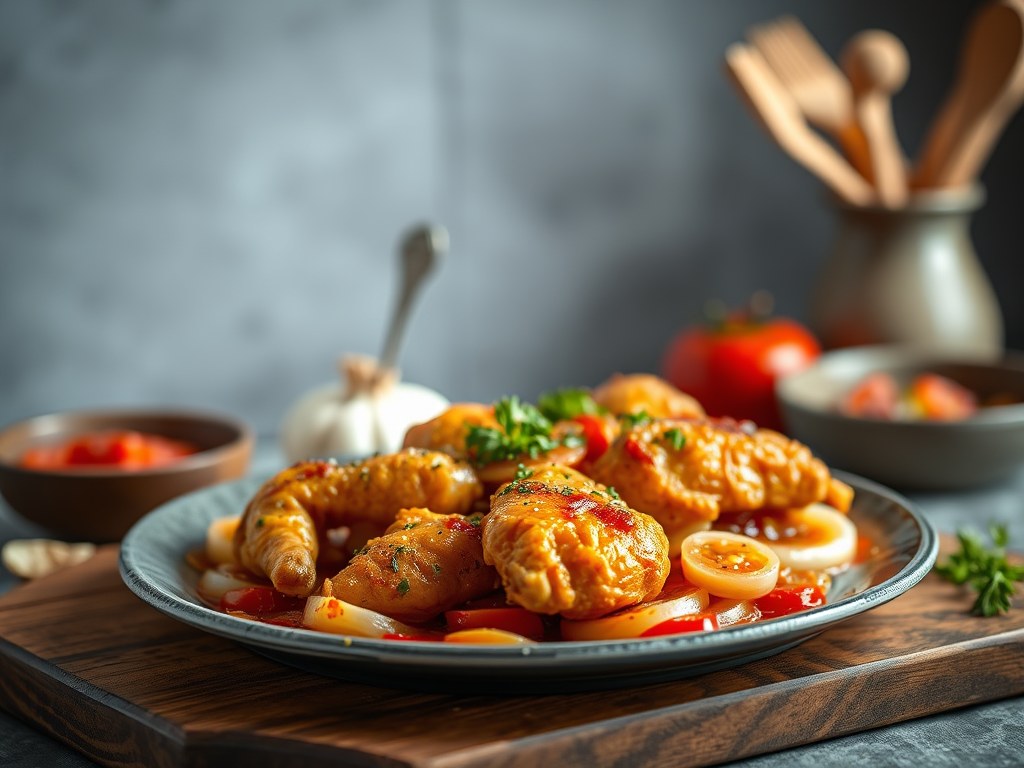 Turkse ovenschotel met kip, AI-gegenereerde illustratie