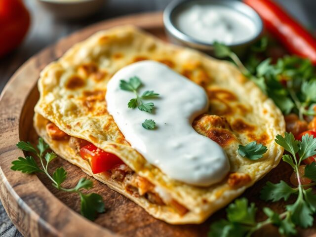 Turkse tortilla met yoghurtsaus