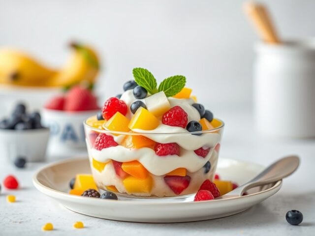 Tutti frutti in bladerdeeg — AI-gegenereerde illustratie