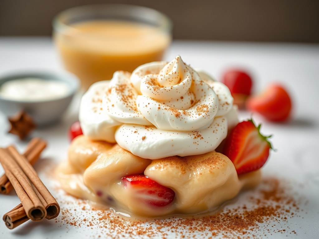 Tuttifrutti met kaneelroom, AI-gegenereerde illustratie