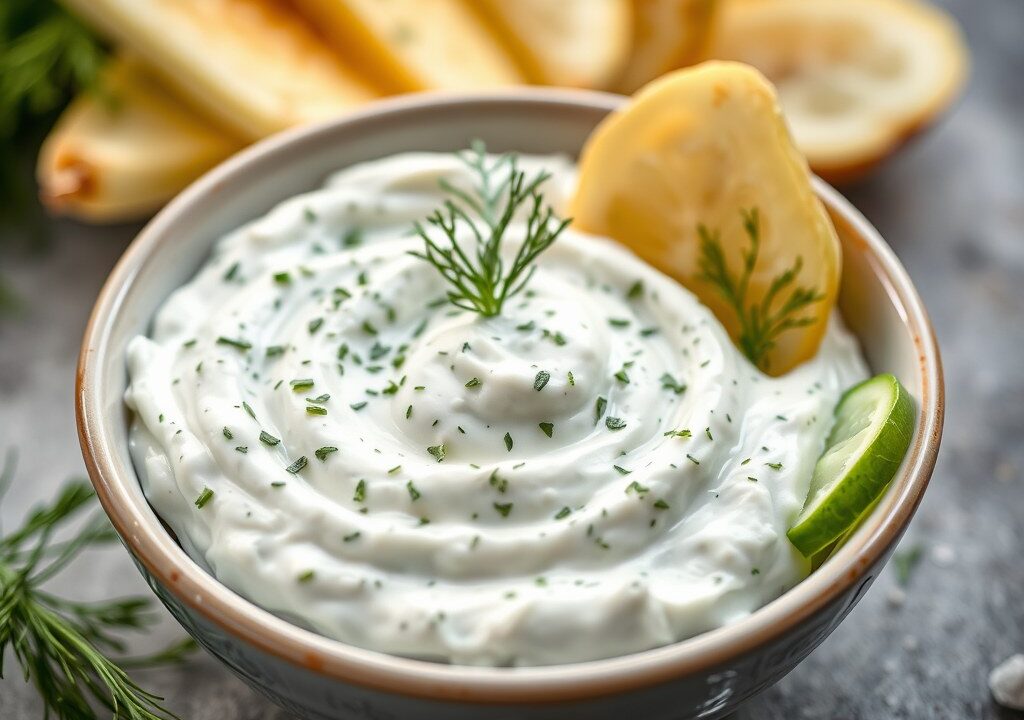 Tzatziki (Dipsaus) — AI-gegenereerde illustratie