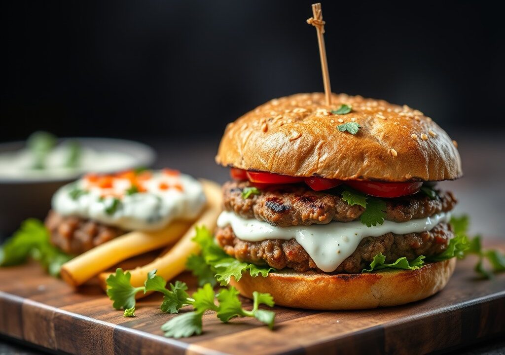 Tzaziki burgers, AI-gegenereerde illustratie