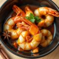 Udang kagang padang grote garnalen in een lichte pindasaus