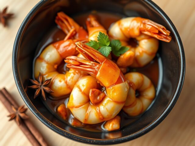 Udang kagang padang grote garnalen in een lichte pindasaus