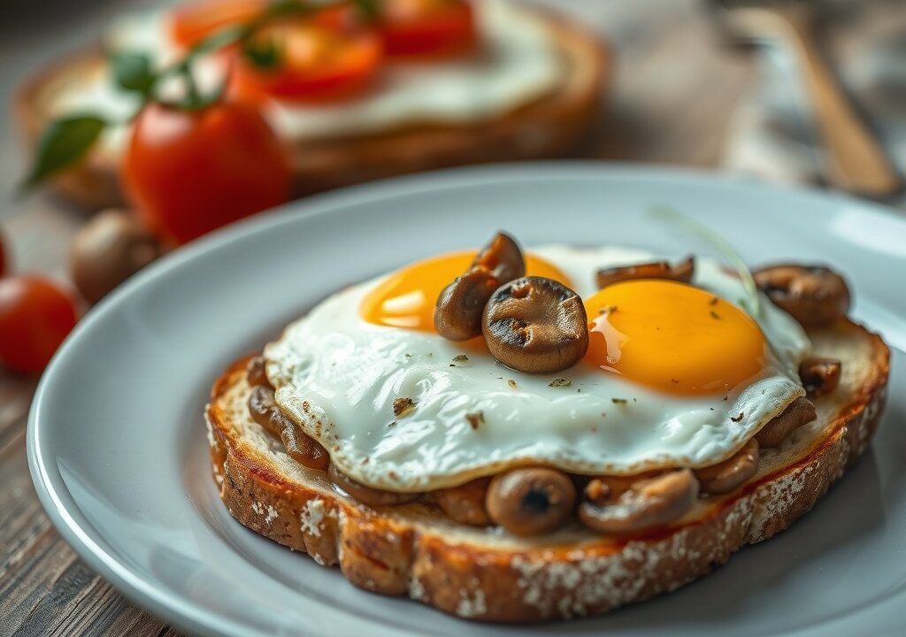 Uitsmijter champignon, AI-gegenereerde illustratie