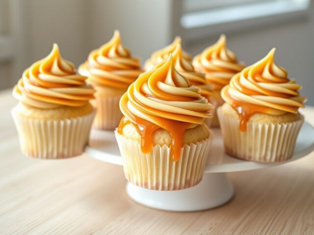 Vanillecupcakes met karamelglazuur van gezouten boter
