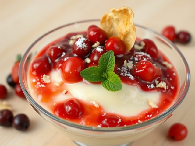 Vanillepudding met rode vruchtensaus