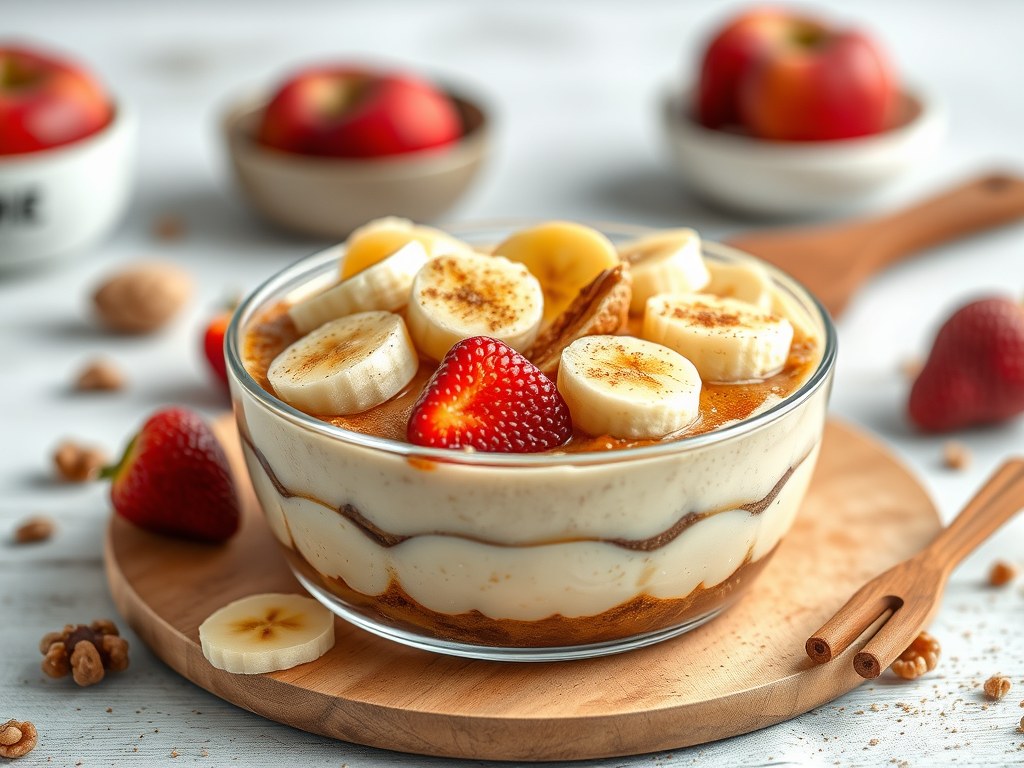 Vanilleroomijs met Frutesse appel-kaneel stroop, AI-gegenereerde illustratie