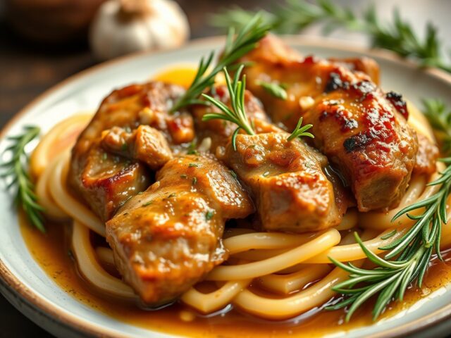 varkens braadstuk met 40 tenen knoflook