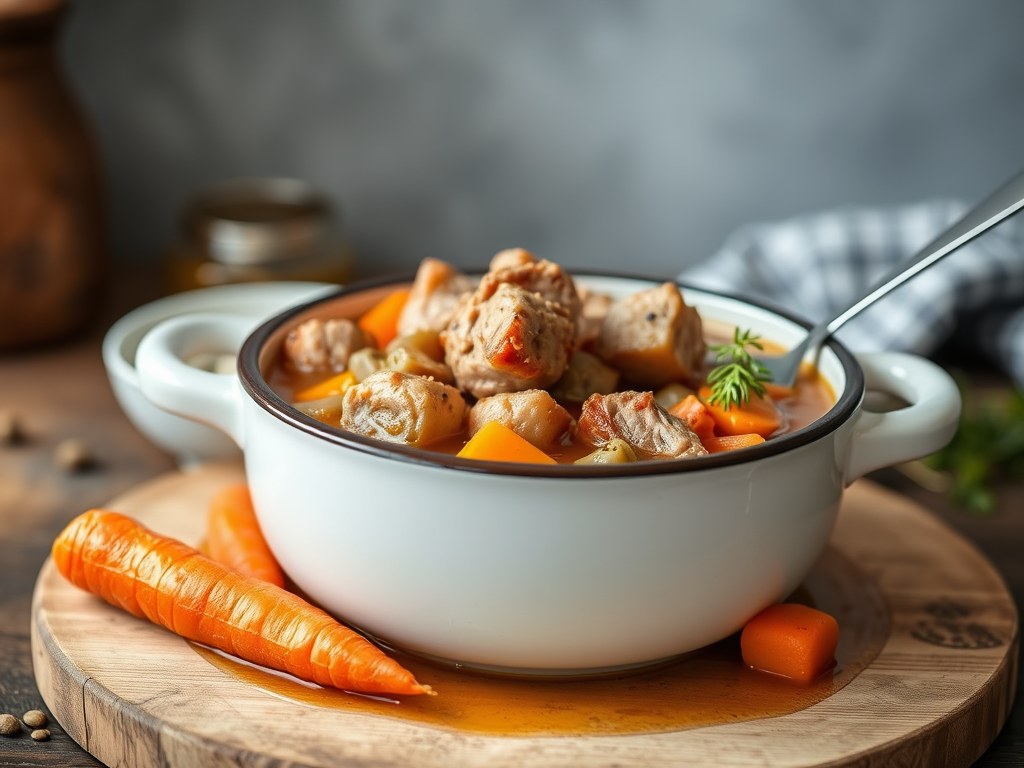 Varkensbouillon maken, AI-gegenereerde illustratie