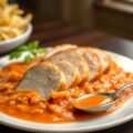 Varkensfilet in kerrie-tomatensaus