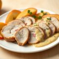 Varkensfilet met appel en mosterdsaus