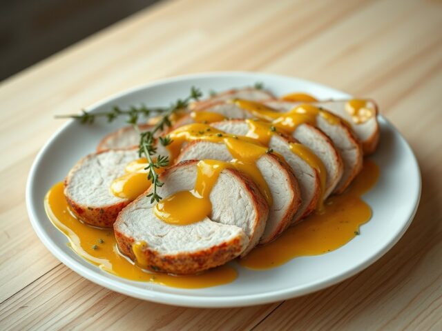 varkensfilet met mosterdhoningsaus
