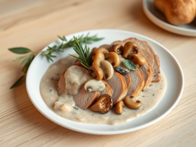 Varkensfilet met paddenstoelen