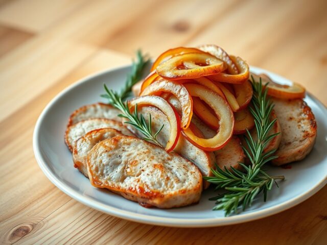 Varkenshaas medailles met gecarameliseerde uien