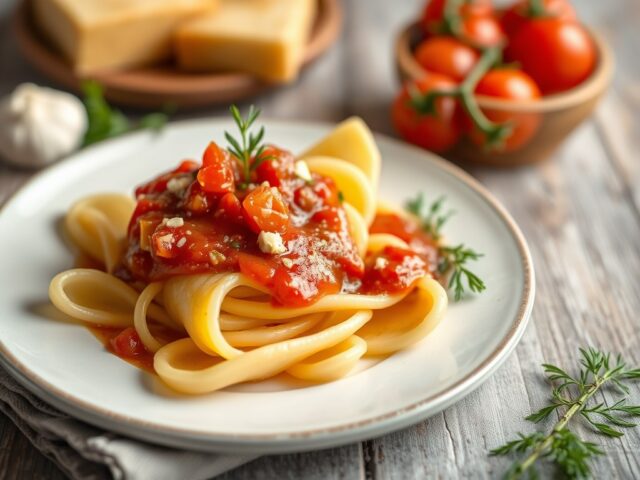 Varkenshaas met Boursin-tomatensaus — AI-gegenereerde illustratie