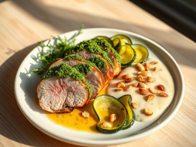 Varkenshaas met pesto en courgette