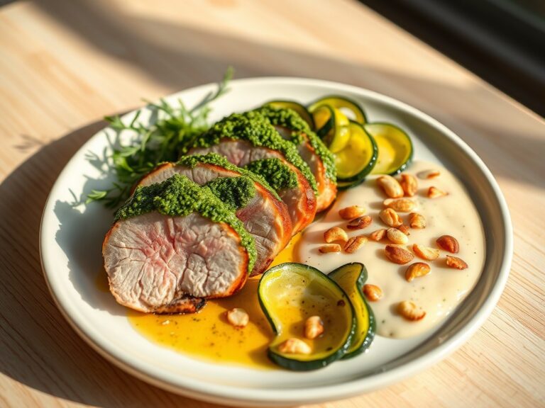 Varkenshaas met pesto en courgette