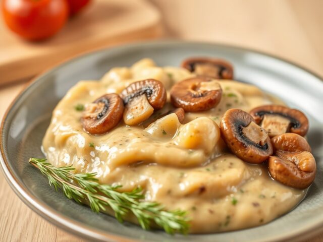 Varkenshaas met uienchampignonpuree in bladerdeeg